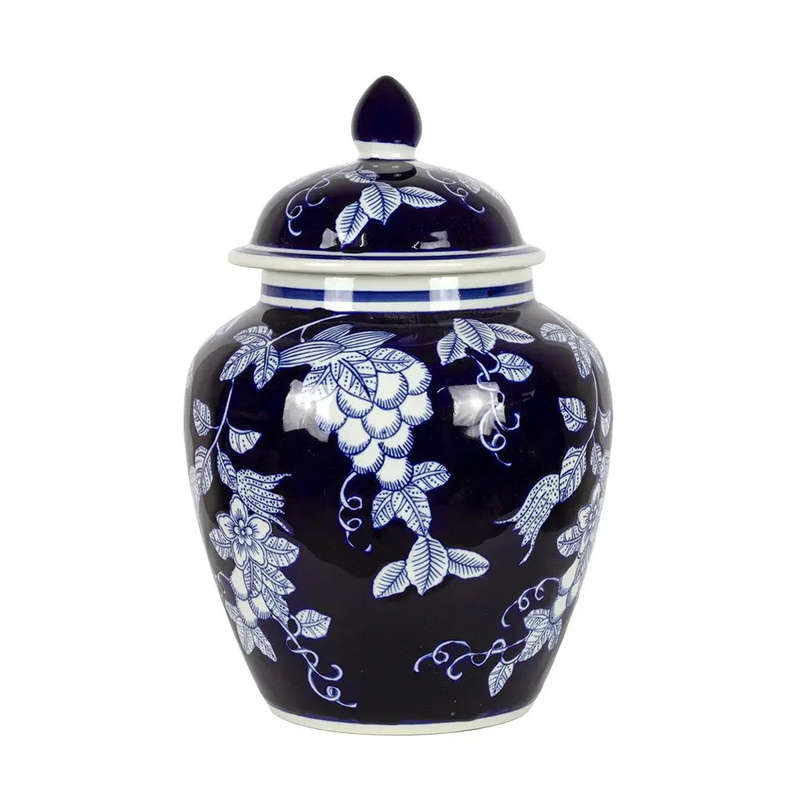 Ginger Jar - Deep Blue & White Vines 30cm