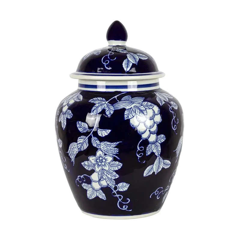 Ginger Jar - Deep Blue & White Vines 30cm