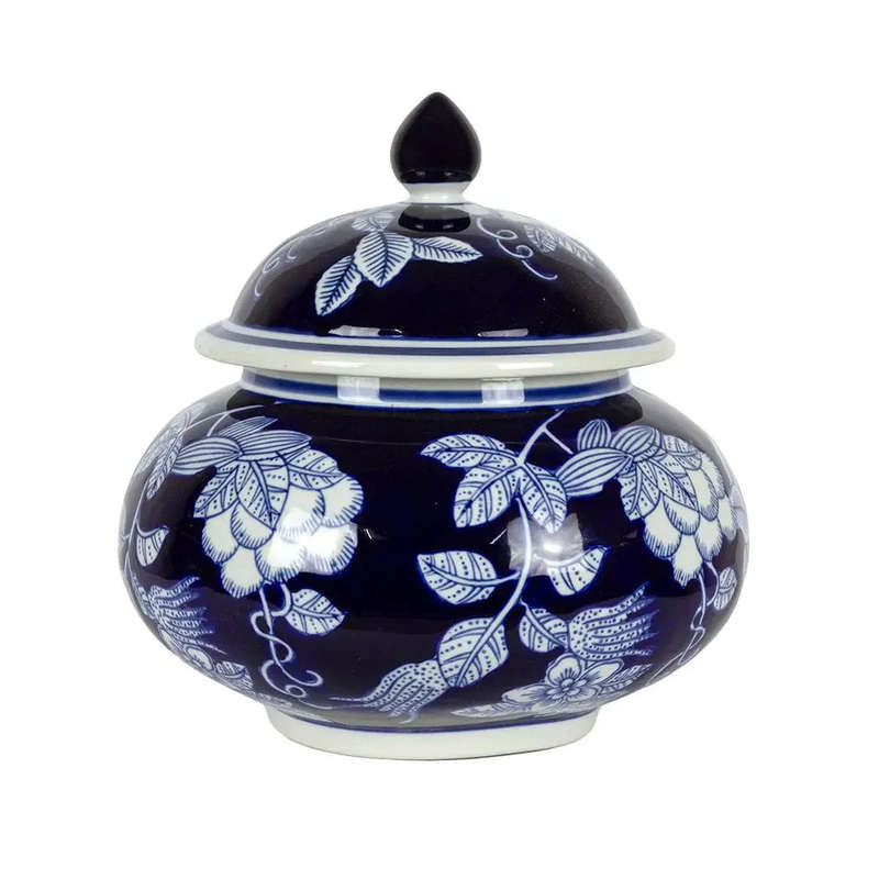 Ginger Jar - Deep Blue & White Vines Fatty