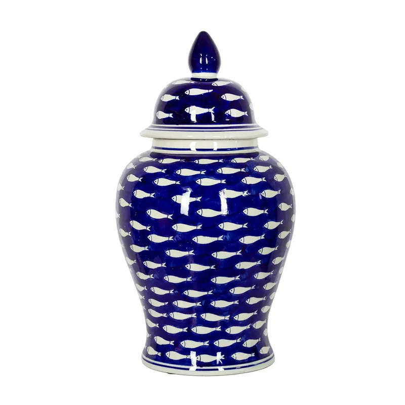 Ginger Jar - Fishy Blues 45cm