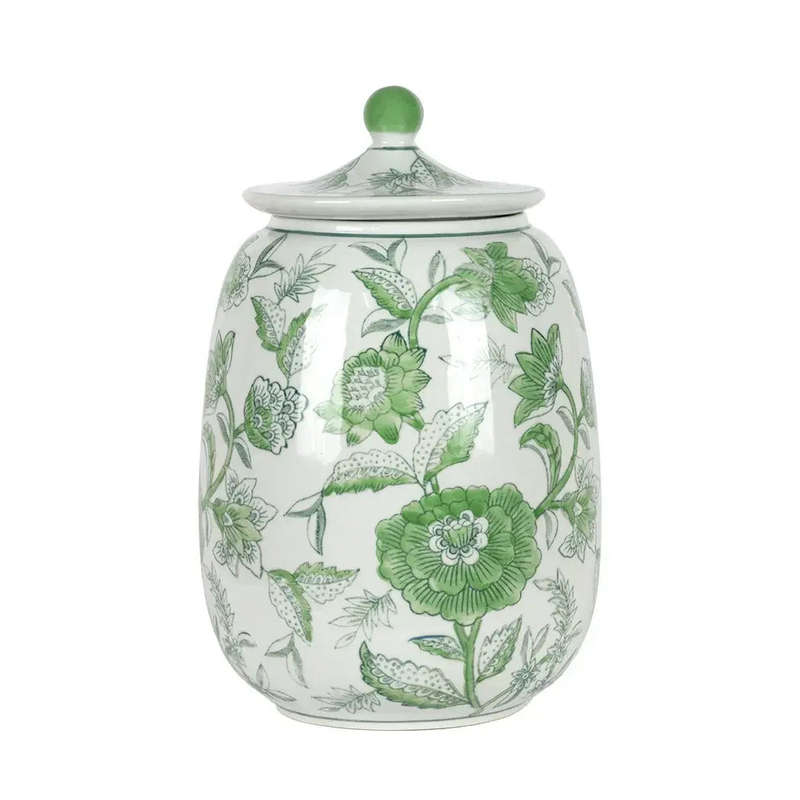 Ginger Jar - Green Floral Pod 25cm