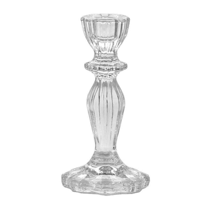 Glass Candlestick - Regal Clear 16cm