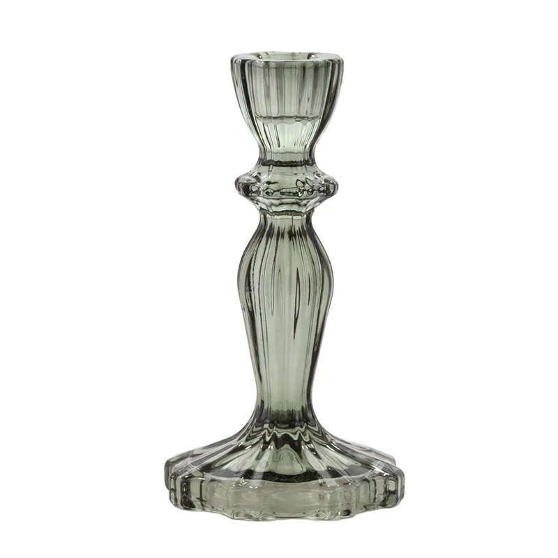 Glass Candlestick - Royal Greys 16cm