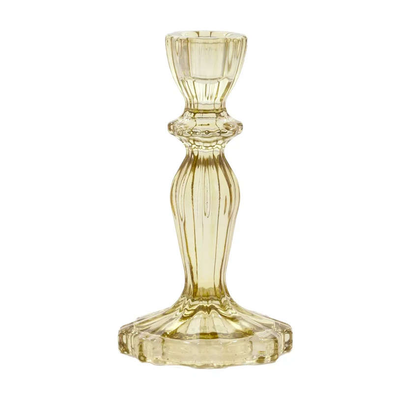 Glass Candlestick - Royal Yellows 16cm