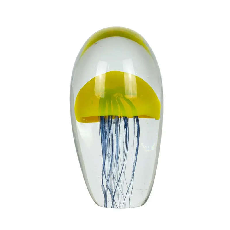 Glass Ornament - Jellyfish Yellow & Blue 14cm