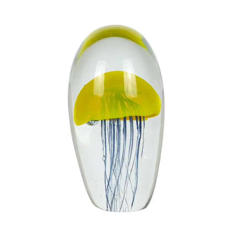 Glass Ornament - Jellyfish Yellow & Blue 14cm