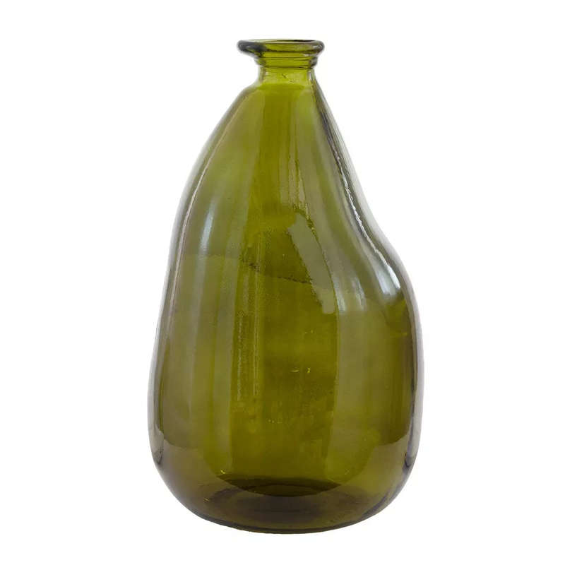 Glass Vase - Olive Green Large Recycled Material 36cm