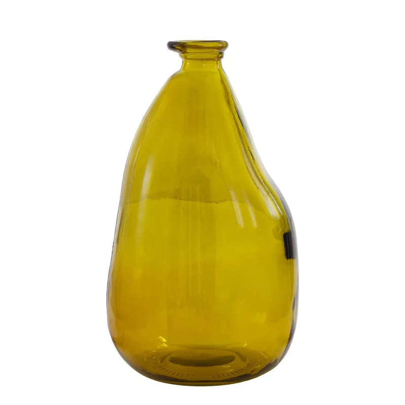 Glass Vase - Yellow Large Recycled Material 36cm