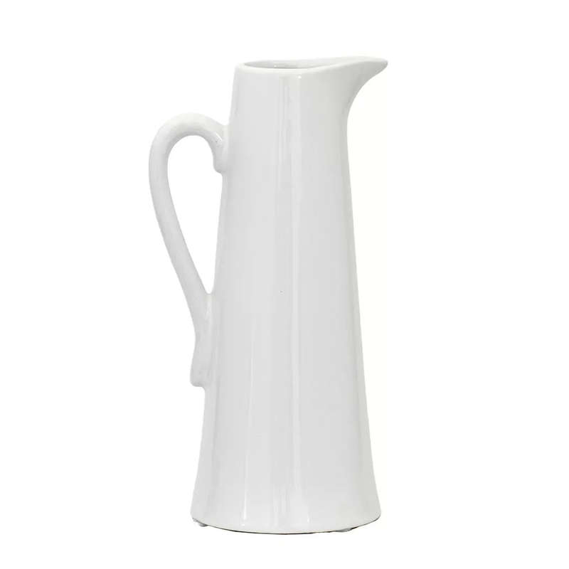 Jug - Ceramic White Smooth Tall