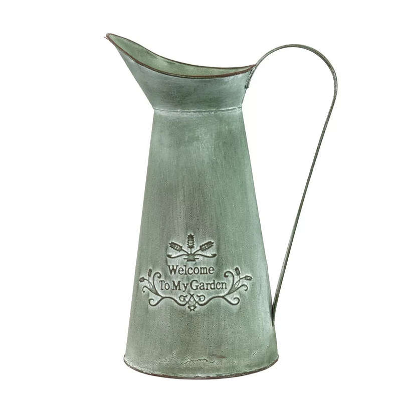 Metal Jug - Tall Green Garden 35cm
