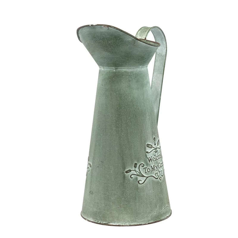Metal Jug - Tall Green Garden 35cm