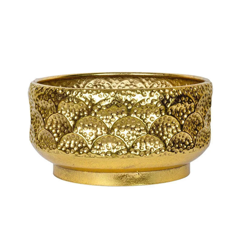 Metal Pot - Golden Hammered