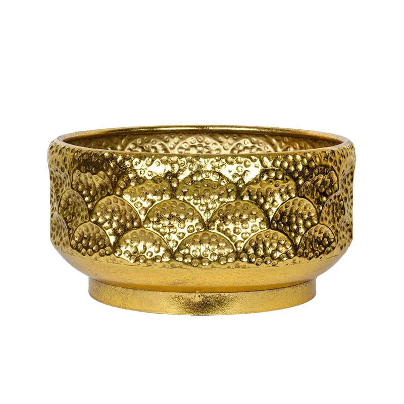 Metal Pot - Golden Hammered