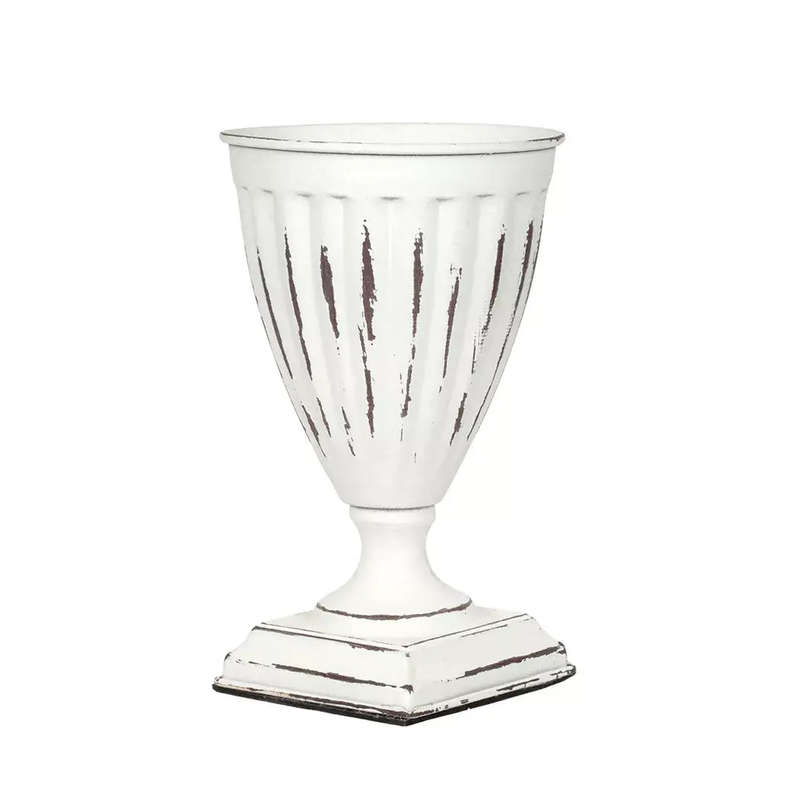 Metal Urn - White Roman 20.5cm