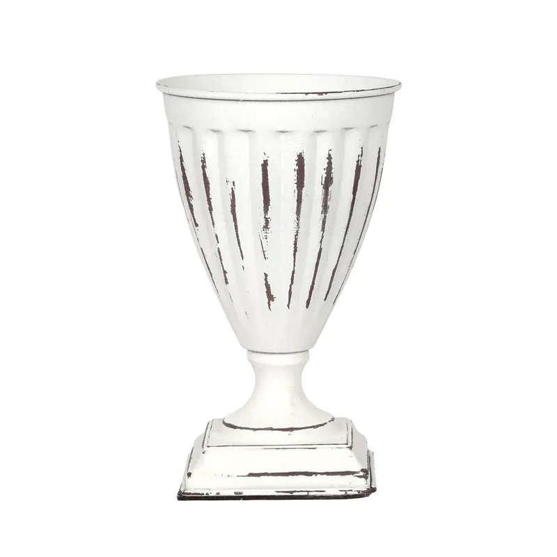 Metal Urn - White Roman 20.5cm