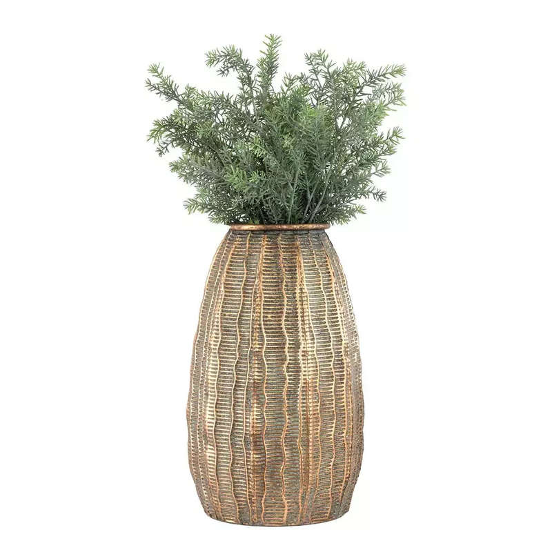 Metal Vase - Bronze Textured Bullet 39cm