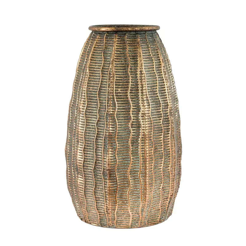 Metal Vase - Bronze Textured Bullet 39cm