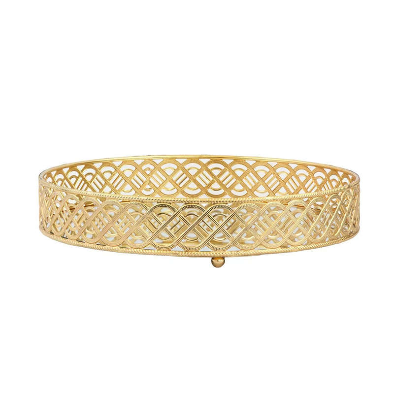 Mirror Tray - Round Gold Metal 29.5cm