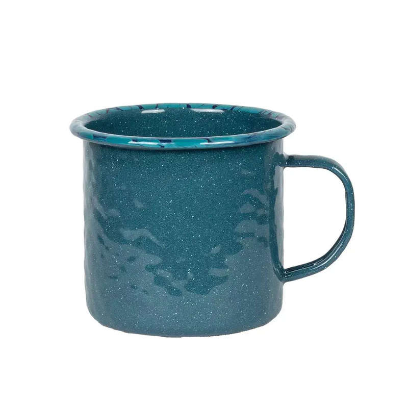 Mug - Enamel Teal Distressed Aqua Rim Large