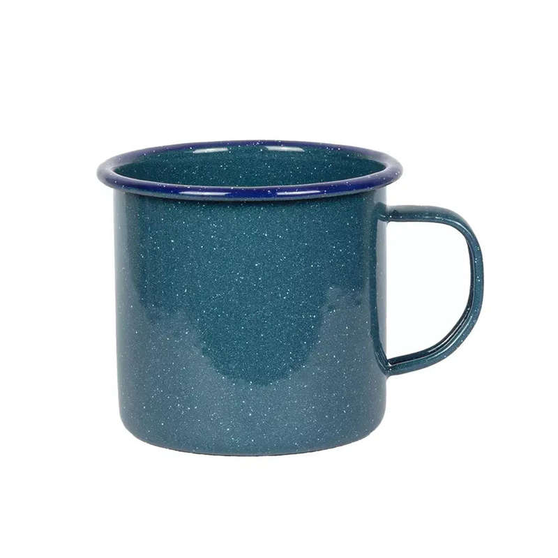 Mug - Enamel Teal Speckled Blue Rim Large