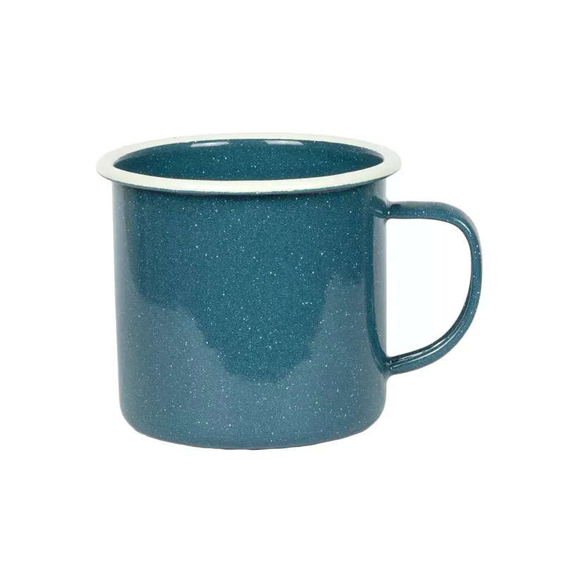 Mug - Enamel Teal White Rim Large