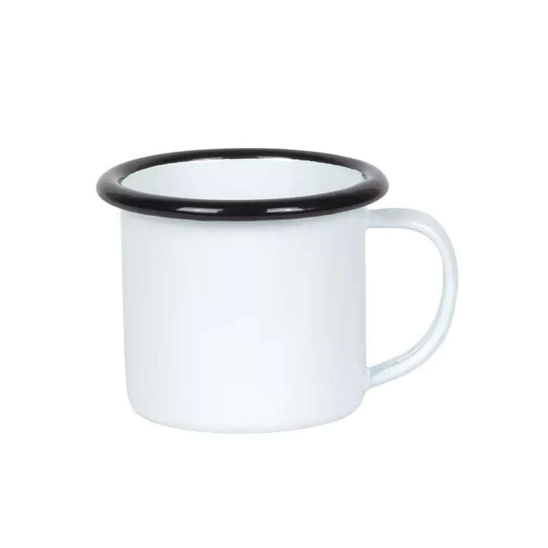 Mug - Enamel White Black Rim 125ml