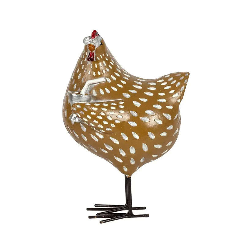Ornament - Brown Shades Chicken 15cm