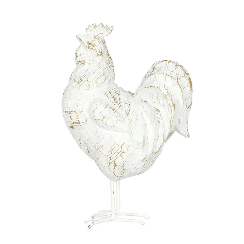 Ornament - Distressed White & Gold Rooster