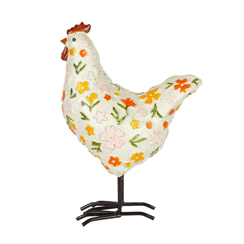 Ornament - Floral Chicken 19cm