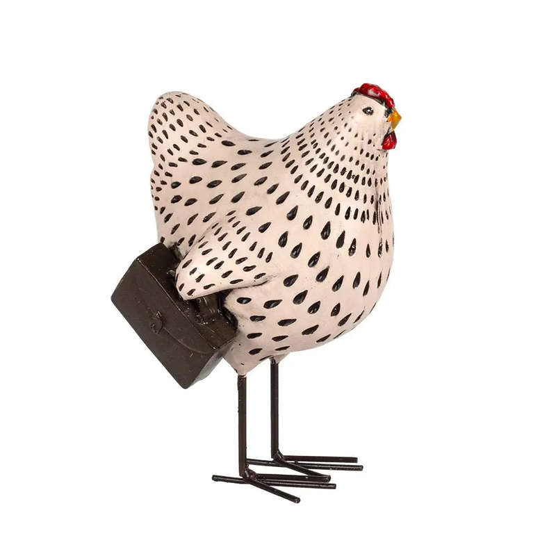 Ornament - Light Pink Suitcase Chicken 14.5cm