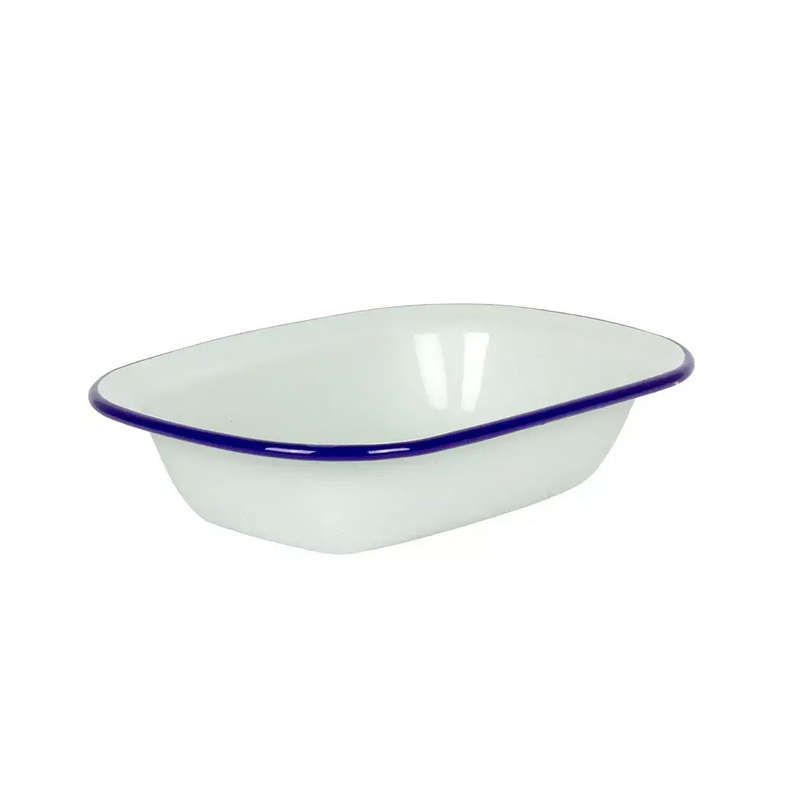 Pie Dish - Enamel Duckegg Blue Rim 20cm