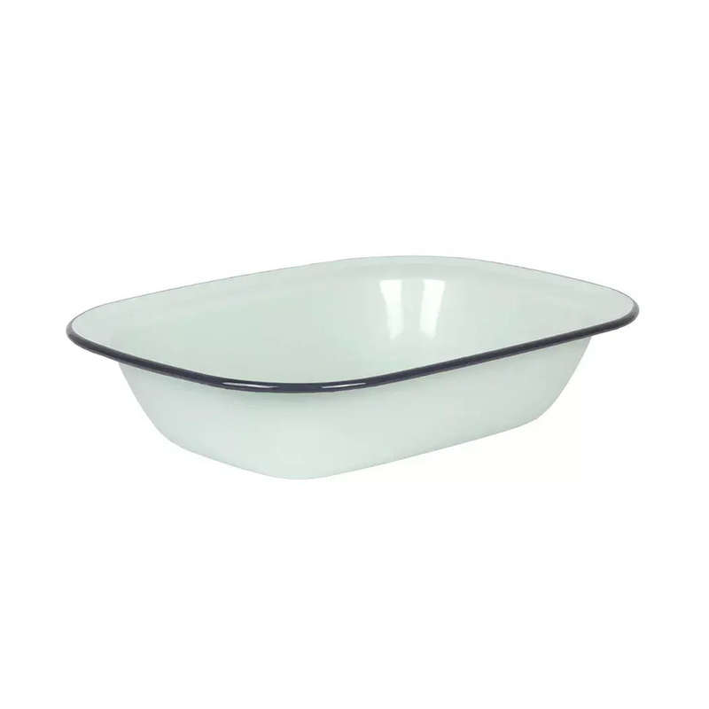 Pie Dish - Enamel Duckegg Grey Rim 27.5cm