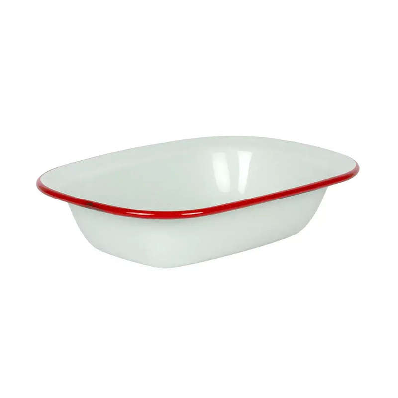 Pie Dish - Enamel Duckegg Red Rim 20cm