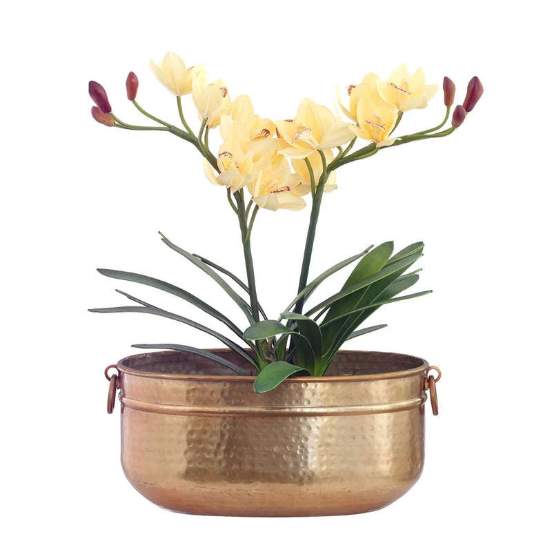 Planter - Beaten Metal Gold Rings 48cm