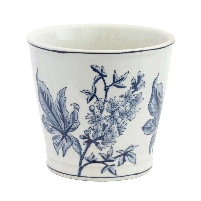 Planter - Blossoms Blue & White 16cm