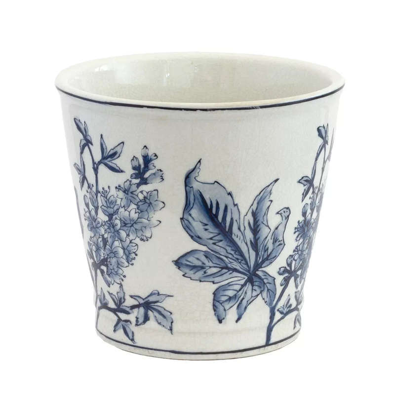 Planter - Blossoms Blue & White 16cm