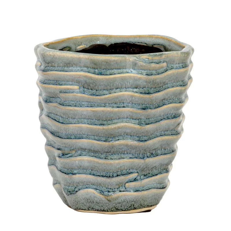 Planter - Ceramic Blue Grey Layered 14cm