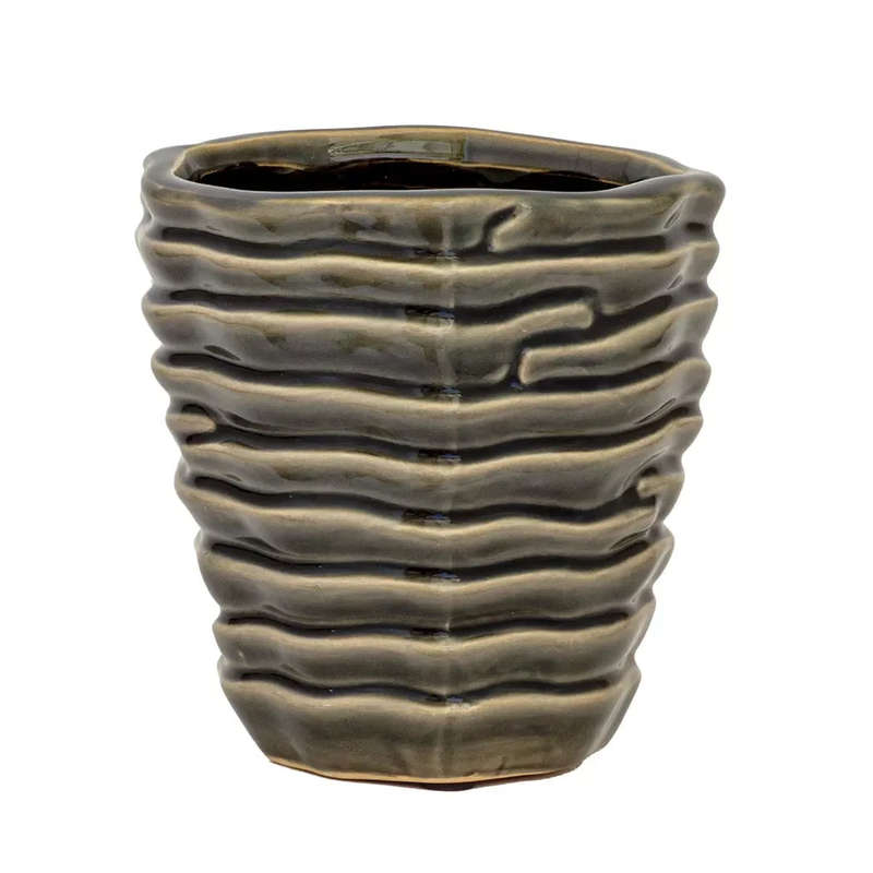 Planter - Ceramic Charcoal Layered 14cm
