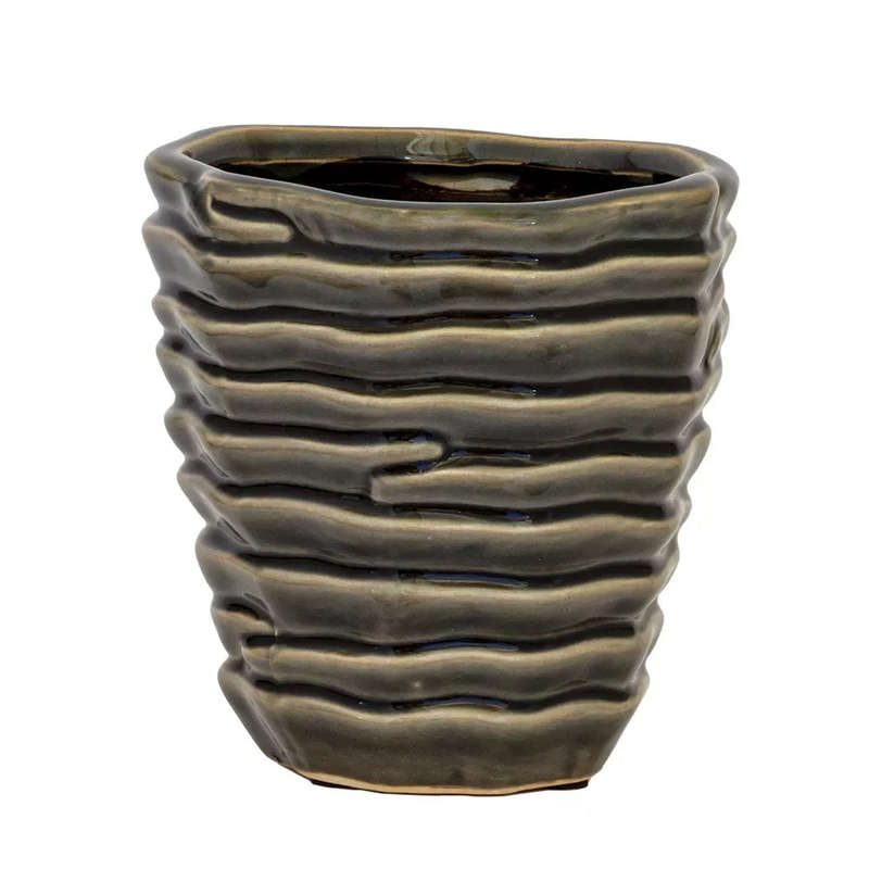 Planter - Ceramic Charcoal Layered 14cm