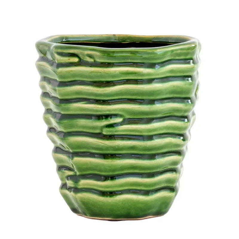 Planter - Ceramic Green Layered 15cm