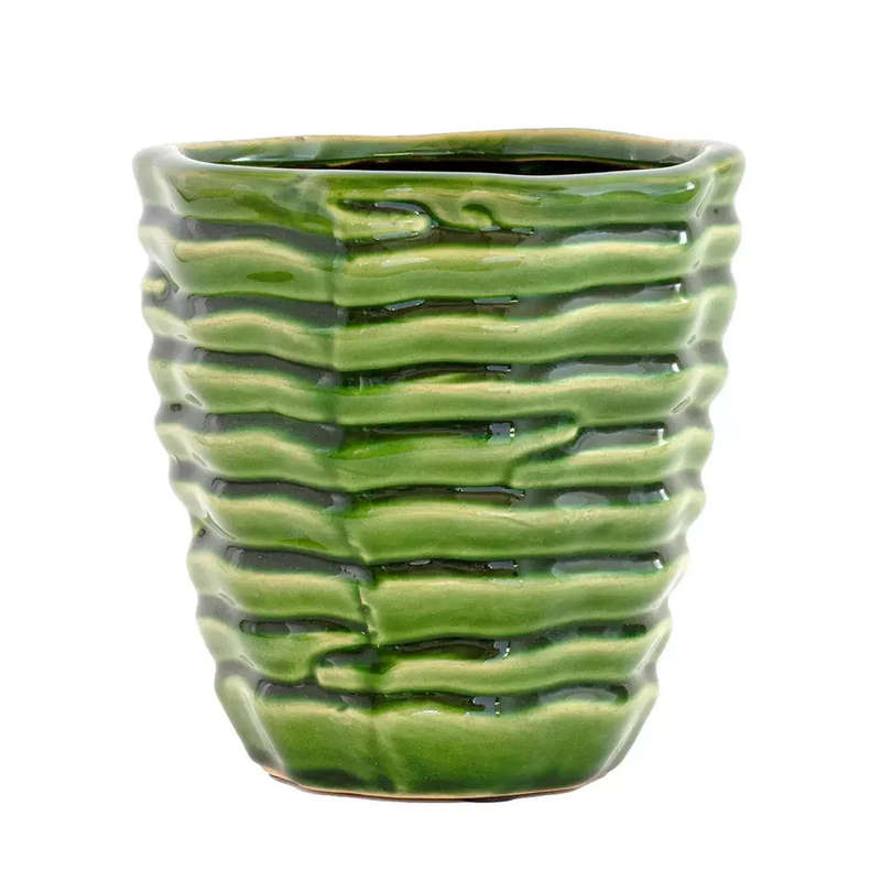 Planter - Ceramic Green Layered 15cm