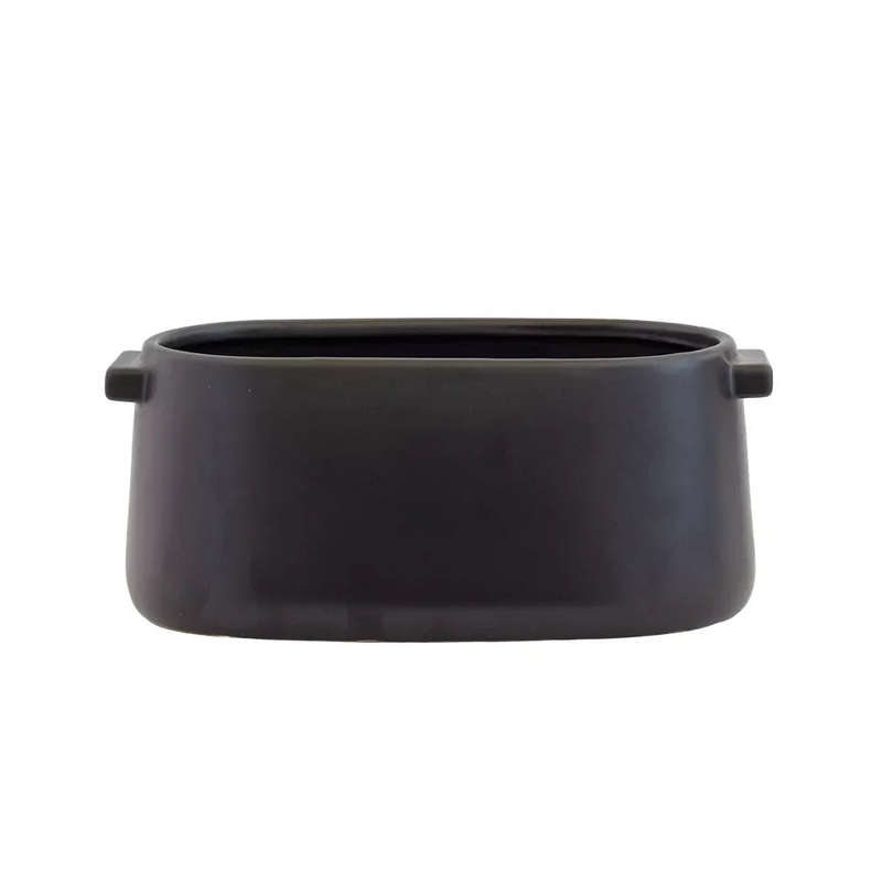 Planter - Ceramic Handled Oval Ebony