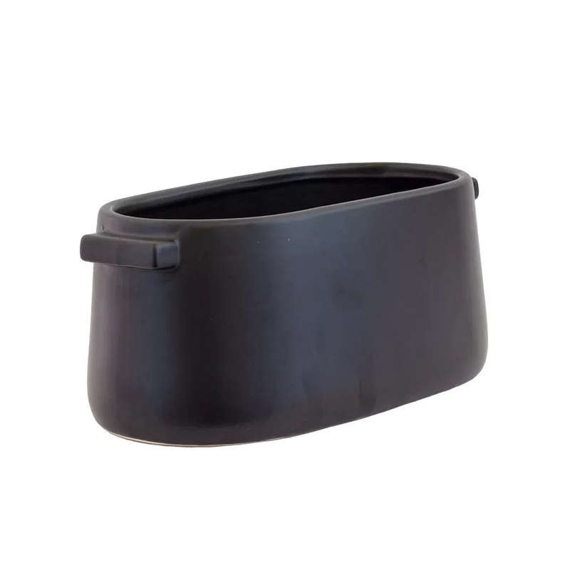 Planter - Ceramic Handled Oval Ebony