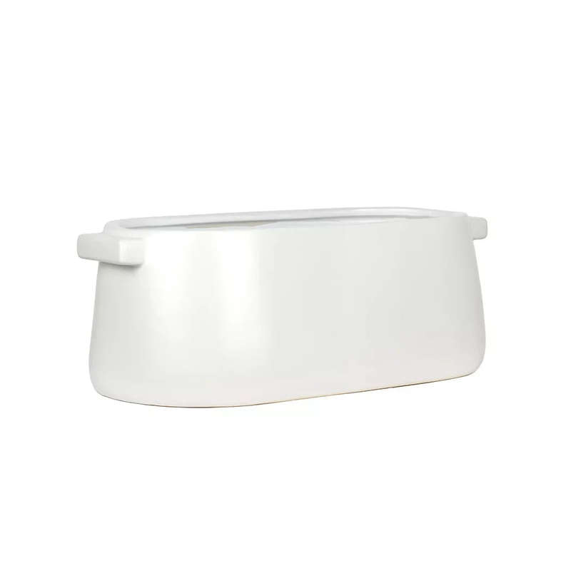 Planter - Ceramic Handled Oval White Large