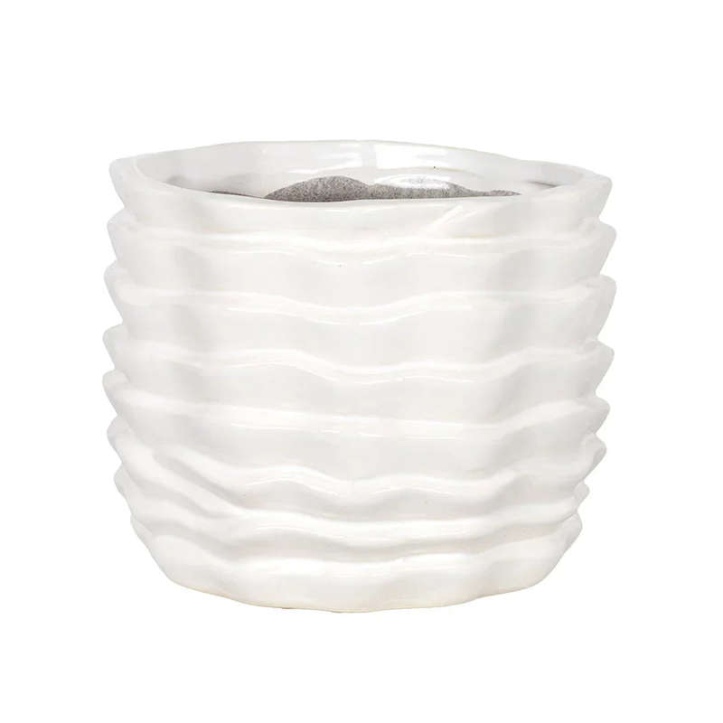 Planter - Ceramic White Layered 15cm