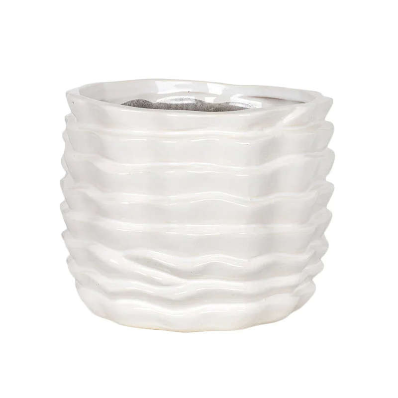 Planter - Ceramic White Layered 15cm