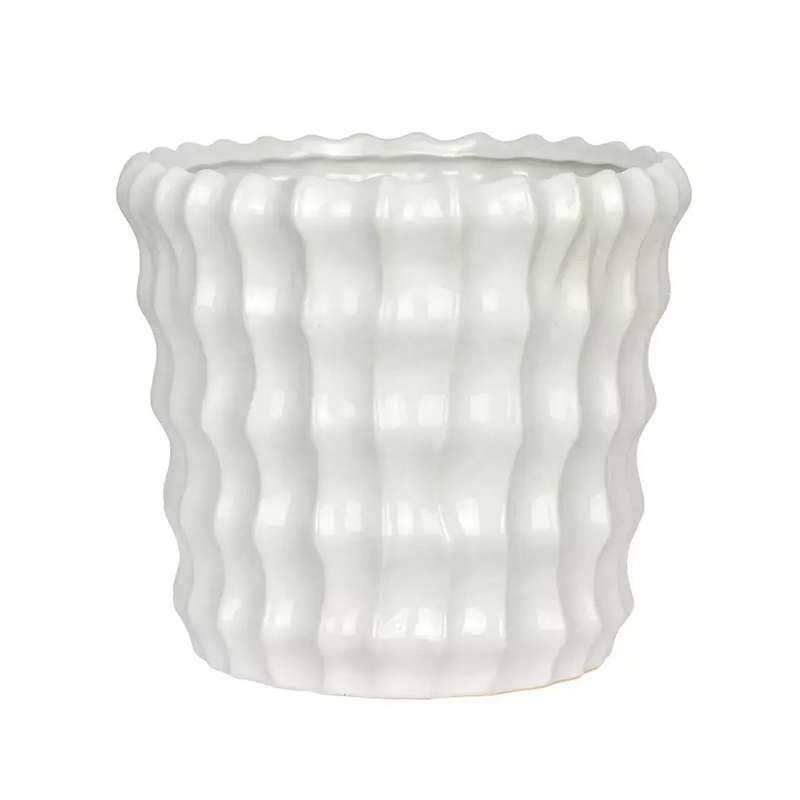 Planter - Ceramic White Textured 18.5cm