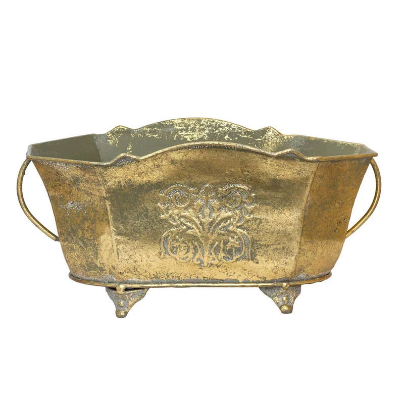 Planter - Classical Rectangular Handled Gold