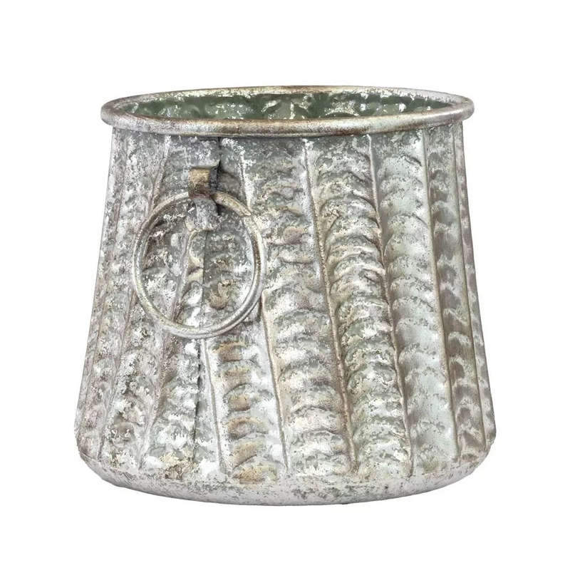 Planter - Metal Silver Wavy 16cm