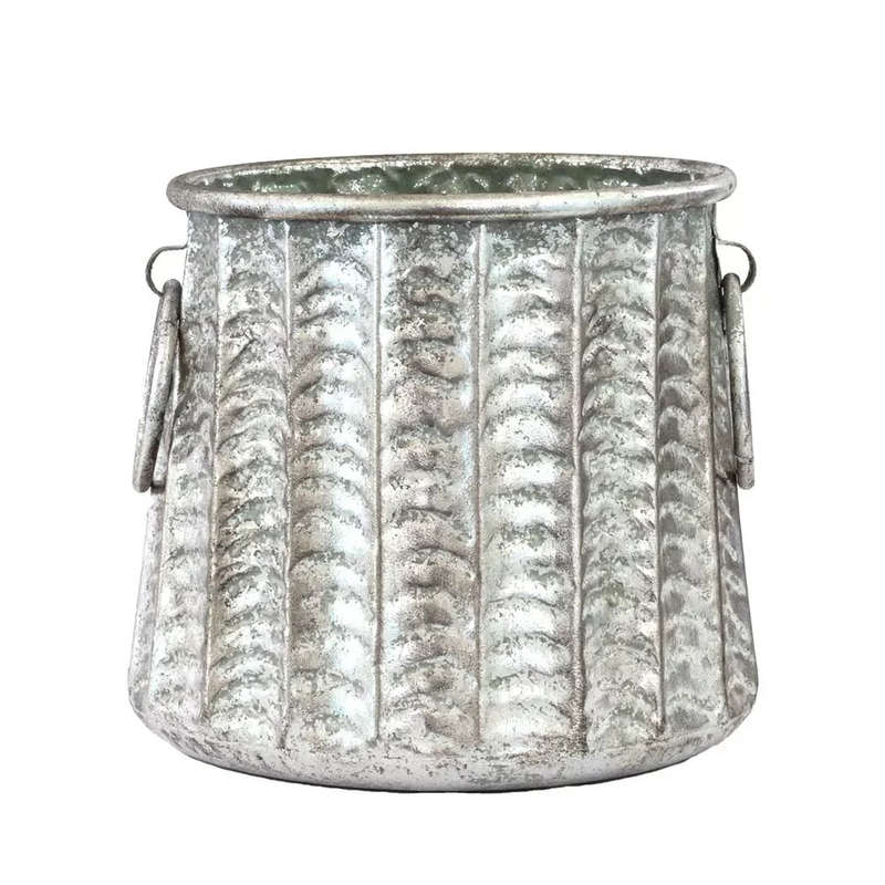 Planter - Metal Silver Wavy 16cm